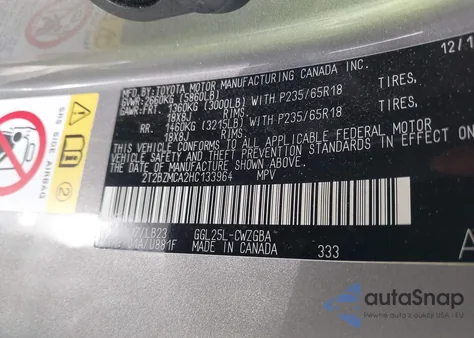 2017 Lexus Rx 350 из США, поврежденный, VIN 2T2BZMCA2HC133964